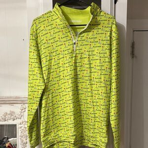 NWOT SHANKITGOLF Lime Green Men's 1/4 Zip-Up Plastered Long Sleeved Pull Over